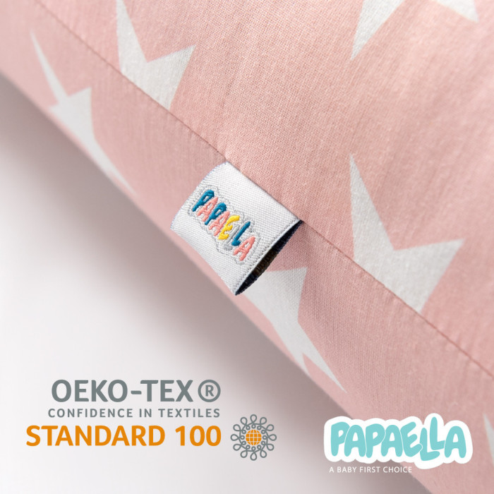 Бортик захисний мультифункціональний в ліжечко ТM PAPAELLA 60х15 см, 120х15 см зірка/горошок пудра