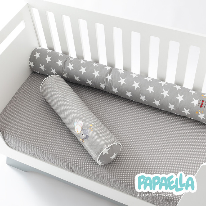 Бортик захисний у ліжечко мультифункціональний ТM PAPAELLA 60х15 см, 120х15 см зірка/горошок сірий