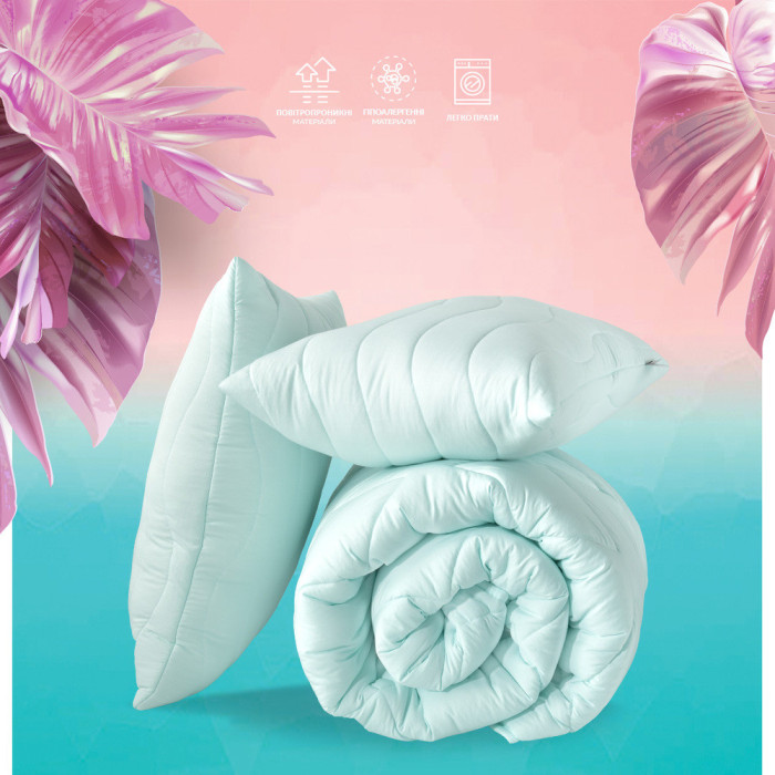 Набір Tropical ковдра 200х220 см + 2 подушки 50х70 см м'ята
